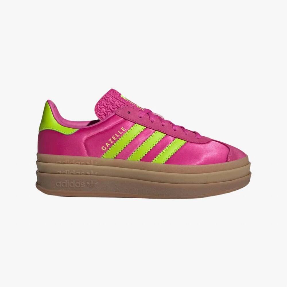NEW ADIDAS women's gazelle bold sneakers in slime/fuchsia